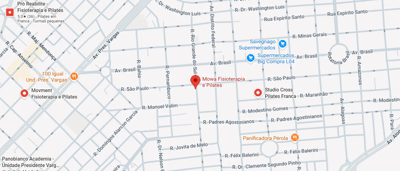 Mapa de localização da Clínica MOWA em Franca-SP